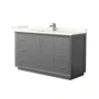 Wyndham Collection Strada 60" Free Standing Single Basin Vanity Set with Cabinet and Quartz Vanity Top