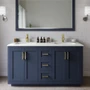 Wyndham Collection Miranda 60" Free Standing Double Basin Vanity Set with Cabinet, Quartz Vanity Top, and Framed Mirror