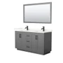 Wyndham Collection Miranda 60" Free Standing Double Basin Vanity Set with Cabinet, Quartz Vanity Top, and Framed Mirror