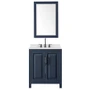 Wyndham Collection Daria 30" Free Standing Single Basin Vanity Set with Cabinet, Quartz Vanity Top, and Framed Mirror