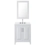 Wyndham Collection Daria 30" Free Standing Single Basin Vanity Set with Cabinet, Quartz Vanity Top, and Framed Mirror