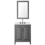 Wyndham Collection Daria 30" Free Standing Single Basin Vanity Set with Cabinet, Quartz Vanity Top, and Framed Mirror