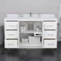 Wyndham Collection Icon 60" Free Standing Single Basin Vanity Set with Cabinet, Cultured Marble Vanity Top, and Framed Mirror