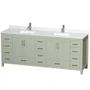 Wyndham Collection Sheffield 84" Free Standing Double Basin Vanity Set with Cabinet and Quartz Vanity Top