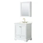 Wyndham Collection Deborah 30" Free Standing Single Basin Vanity Set with Cabinet, Quartz Vanity Top, and Medicine Cabinet