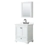 Wyndham Collection Deborah 30" Free Standing Single Basin Vanity Set with Cabinet, Quartz Vanity Top, and Medicine Cabinet