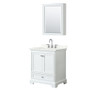 Wyndham Collection Deborah 30" Free Standing Single Basin Vanity Set with Cabinet, Quartz Vanity Top, and Medicine Cabinet