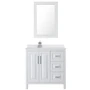 Wyndham Collection Daria 36" Free Standing Single Basin Vanity Set with Cabinet, Cultured Marble Vanity Top, and Framed Mirror