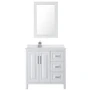 Wyndham Collection Daria 36" Free Standing Single Basin Vanity Set with Cabinet, Cultured Marble Vanity Top, and Framed Mirror