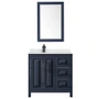 Wyndham Collection Daria 36" Free Standing Single Basin Vanity Set with Cabinet, Cultured Marble Vanity Top, and Framed Mirror