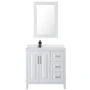 Wyndham Collection Daria 36" Free Standing Single Basin Vanity Set with Cabinet, Cultured Marble Vanity Top, and Framed Mirror