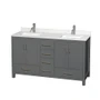 Wyndham Collection Sheffield 60" Free Standing Double Basin Vanity Set with Cabinet and Quartz Vanity Top