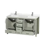 Wyndham Collection Sheffield 60" Free Standing Double Basin Vanity Set with Cabinet and Quartz Vanity Top