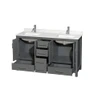 Wyndham Collection Sheffield 60" Free Standing Double Basin Vanity Set with Cabinet and Quartz Vanity Top