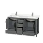 Wyndham Collection Sheffield 60" Free Standing Double Basin Vanity Set with Cabinet and Quartz Vanity Top