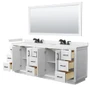 Wyndham Collection Miranda 84" Free Standing Double Basin Vanity Set with Cabinet, Cultured Marble Vanity Top, and Framed Mirror