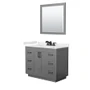 Wyndham Collection Miranda 42" Free Standing Single Basin Vanity Set with Cabinet, Quartz Vanity Top, and Framed Mirror