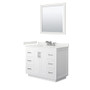 Wyndham Collection Miranda 42" Free Standing Single Basin Vanity Set with Cabinet, Quartz Vanity Top, and Framed Mirror