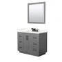 Wyndham Collection Miranda 42" Free Standing Single Basin Vanity Set with Cabinet, Quartz Vanity Top, and Framed Mirror