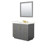 Wyndham Collection Miranda 42" Free Standing Single Basin Vanity Set with Cabinet, Quartz Vanity Top, and Framed Mirror