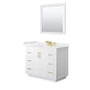 Wyndham Collection Miranda 42" Free Standing Single Basin Vanity Set with Cabinet, Quartz Vanity Top, and Framed Mirror