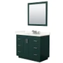 Wyndham Collection Miranda 42" Free Standing Single Basin Vanity Set with Cabinet, Quartz Vanity Top, and Framed Mirror