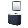 Wyndham Collection Miranda 42" Free Standing Single Basin Vanity Set with Cabinet, Quartz Vanity Top, and Framed Mirror
