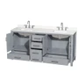 Wyndham Collection Sheffield 72" Free Standing Double Basin Vanity Set with Cabinet and Quartz Vanity Top