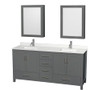 Wyndham Collection Sheffield 72" Free Standing Double Basin Vanity Set with Cabinet, Quartz Vanity Top, and Medicine Cabinet