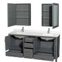 Wyndham Collection Sheffield 72" Free Standing Double Basin Vanity Set with Cabinet, Quartz Vanity Top, and Medicine Cabinet