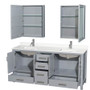 Wyndham Collection Sheffield 72" Free Standing Double Basin Vanity Set with Cabinet, Quartz Vanity Top, and Medicine Cabinet
