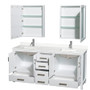 Wyndham Collection Sheffield 72" Free Standing Double Basin Vanity Set with Cabinet, Quartz Vanity Top, and Medicine Cabinet