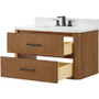 Wyndham Collection Francesca WM 36" Wall Mounted Single Basin Vanity Set with Cabinet and Quartz Vanity Top