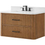 Wyndham Collection Francesca WM 36" Wall Mounted Single Basin Vanity Set with Cabinet and Quartz Vanity Top