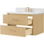 Wyndham Collection Francesca WM 36" Wall Mounted Single Basin Vanity Set with Cabinet and Quartz Vanity Top