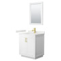 Wyndham Collection Miranda 30" Free Standing Single Basin Vanity Set with Cabinet, Quartz Vanity Top, and Framed Mirror
