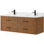 Wyndham Collection Francesca WM 60" Wall Mounted Double Basin Vanity Set with Cabinet and Quartz Vanity Top