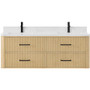 Wyndham Collection Francesca WM 60" Wall Mounted Double Basin Vanity Set with Cabinet and Quartz Vanity Top