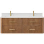 Wyndham Collection Francesca WM 60" Wall Mounted Double Basin Vanity Set with Cabinet and Quartz Vanity Top