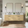Wyndham Collection Francesca WM 72" Wall Mounted Double Basin Vanity Set with Cabinet and Quartz Vanity Top