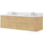 Wyndham Collection Francesca WM 72" Wall Mounted Double Basin Vanity Set with Cabinet and Quartz Vanity Top