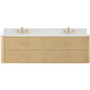 Wyndham Collection Francesca WM 72" Wall Mounted Double Basin Vanity Set with Cabinet and Quartz Vanity Top