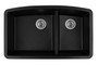 Karran Double Bowl Undermount Kitchen Sink Black Finish 32-1/2" x 19-1/2"