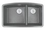 Karran Double Bowl Undermount Kitchen Sink Grey Finish 32-1/2" x 19-1/2"