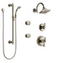 Brizo Thermostatic Shower System with Rain Shower Head, Hand Shower with Slide Bar, 6 Function Diverter, and 2 Body Sprays from the Charlotte Collection