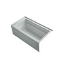 Kohler Archer Collection 60" Three Wall Alcove Soaker Bath Tub with Armrests, Lumbar Support and Right Drain