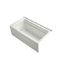 Kohler Archer Collection 60" Three Wall Alcove Soaker Bath Tub with Armrests, Lumbar Support and Right Drain