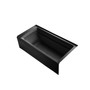 Kohler Archer Collection 72" Three Wall Alcove Soaker Bath Tub with Slotted Overflow, Armrests, Lumbar Support, Textured Bottom and Right Hand Drain