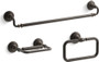 Kohler Artifacts 24" Towel Bar, Towel Ring, and Pivoting Toilet Paper Holder Bundle