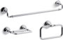 Kohler Artifacts 24" Towel Bar, Towel Ring, and Pivoting Toilet Paper Holder Bundle